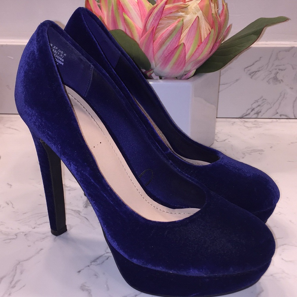 H&M Royal Blue Velvet Heels